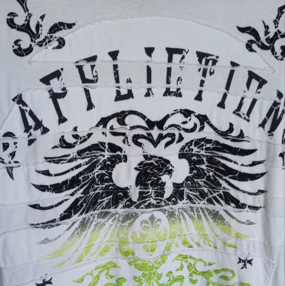 Affliction Lime Green & White Live Fast 1973 Men's Shirt - Picture 5 of 14
